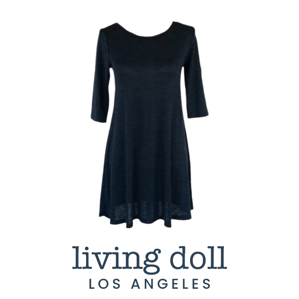 Soft Dark Blue & Black Marl Dress, M